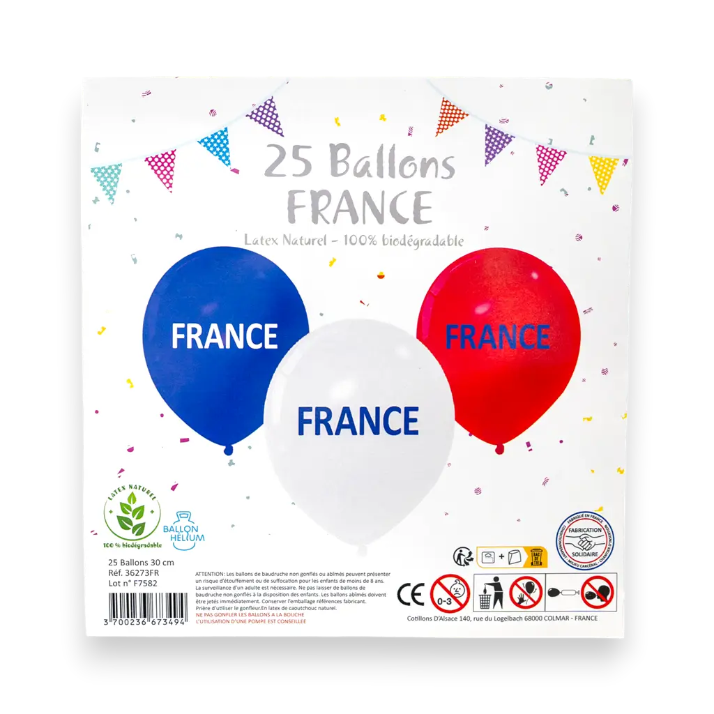 LOT DE 25 BALLONS - BLEU BLANC ROUGE - FRANCE - 30CM