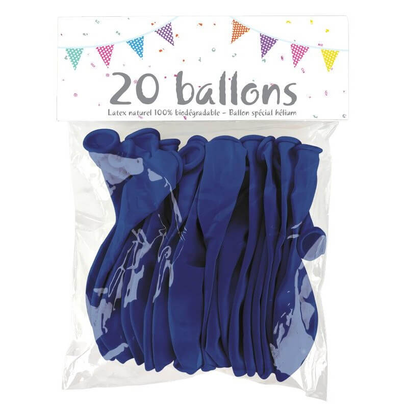 LOT DE 20 BALLONS - BLEU ROYAL - 25CM