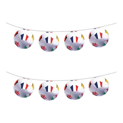 GUIRLANDE 8 FANIONS BALLONS FOOTBALL - 29CM - 5M