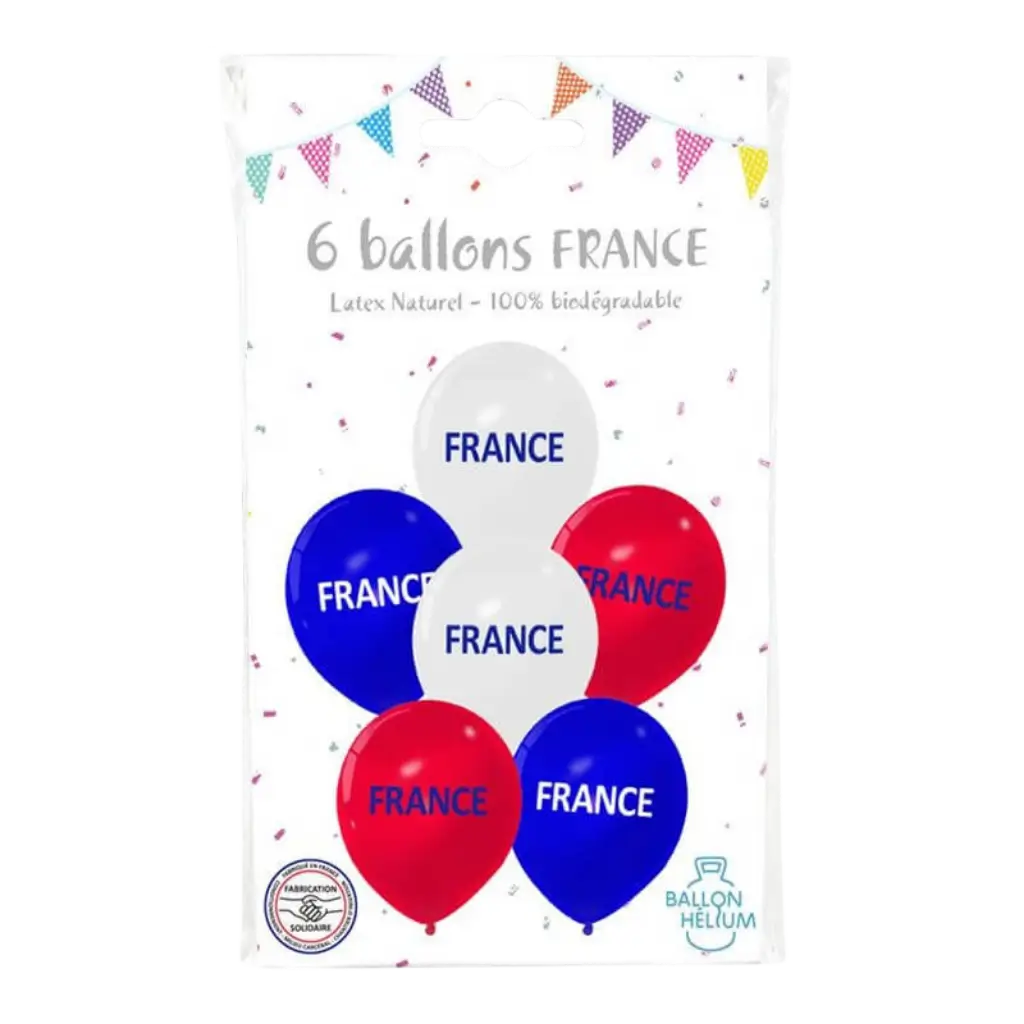 LOT DE 6 BALLONS - BLEU BLANC ROUGE - FRANCE - 30CM