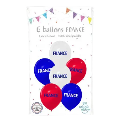 LOT DE 6 BALLONS - BLEU BLANC ROUGE - FRANCE - 30CM