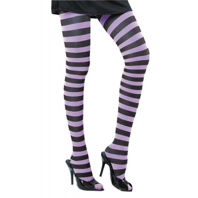 SCHWARZ/LILA GESTREIFTE HALLOWEEN-STRUMPFHOSE - Sparklers Club