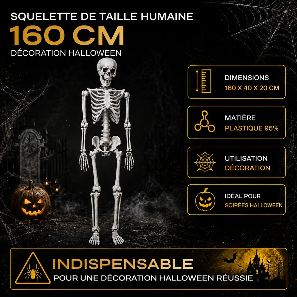 SQUELETTE GÉANT - TAILLE HUMAINE - 160CM