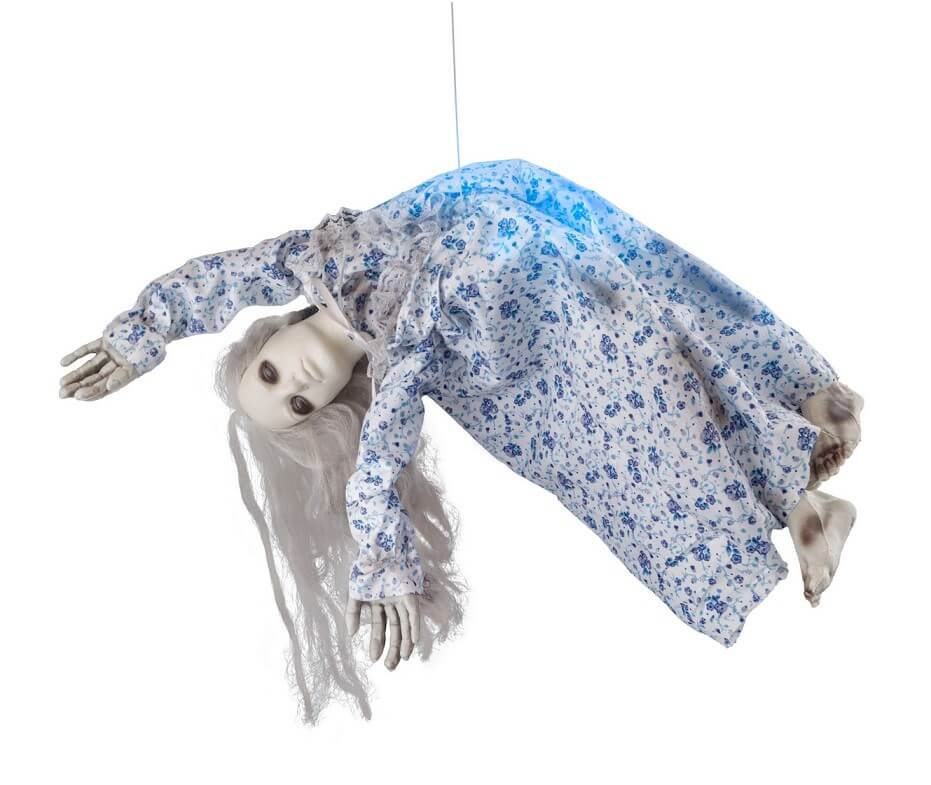 Animatronic Halloween-Puppe – 82 Cm Große Gruselfigur Mit Roten Leuchtenden Augen & Sound, Springt Und Sagt Boo!