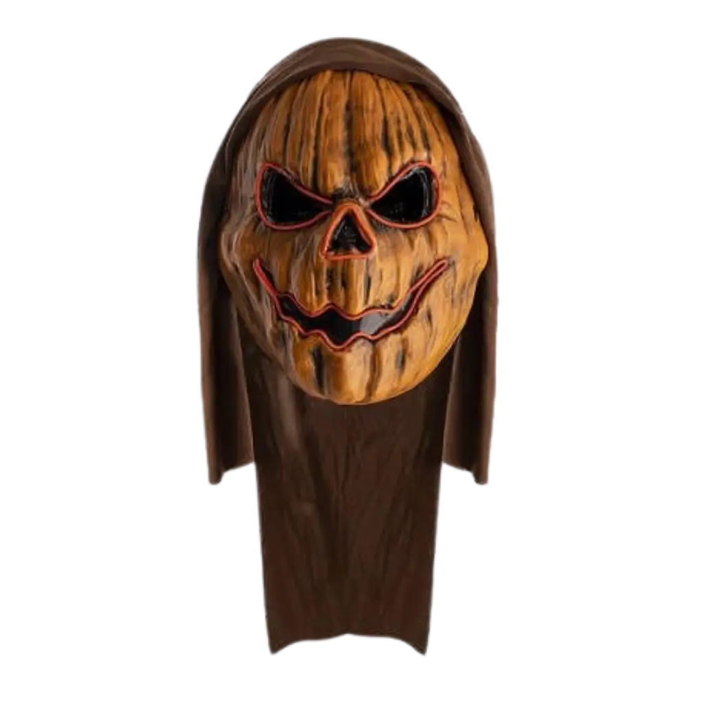 Masque d'horreur citrouille avec cagoule lumineux