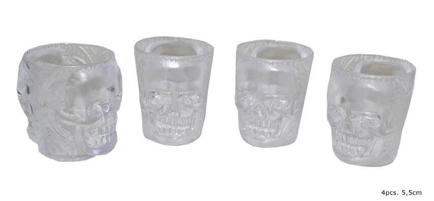 lot de 4 verres shooters motif crâne
