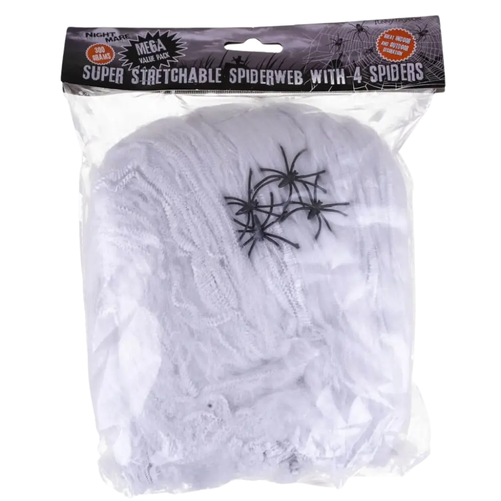 Toile D'araignée Halloween Avec 3 Araignées - Décoration Effrayante Pour Fête - Marque W Widmann Milano