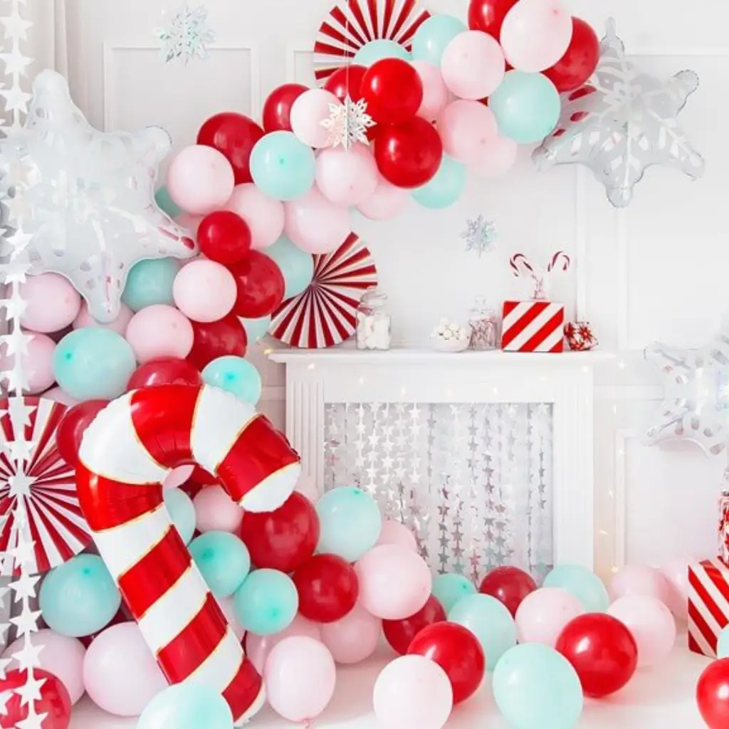 Ballon Canne à Sucre - Rouge &amp; Blanc - Mylar - 50x82cm