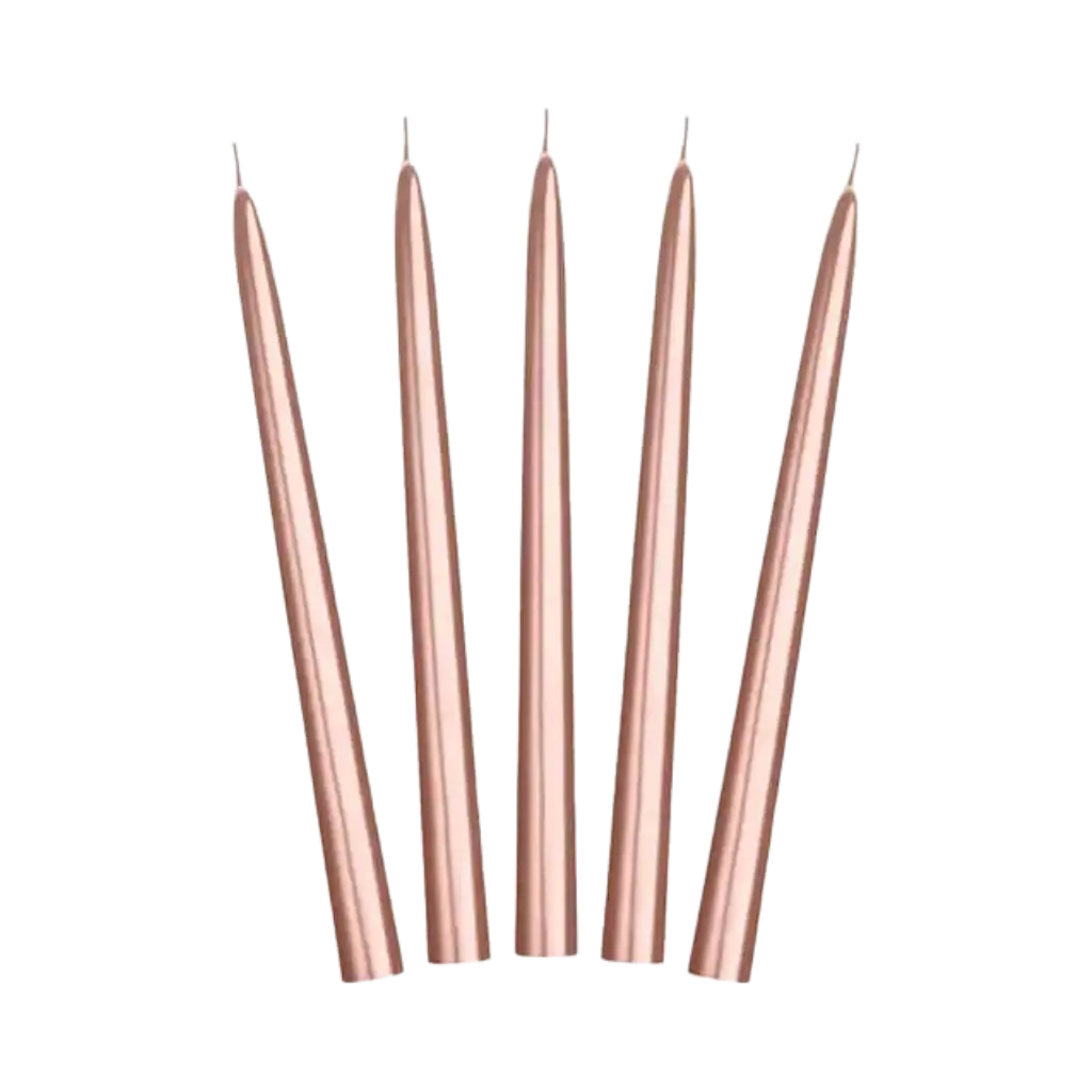 10 Bougies coniques en Or Rose - 24cm