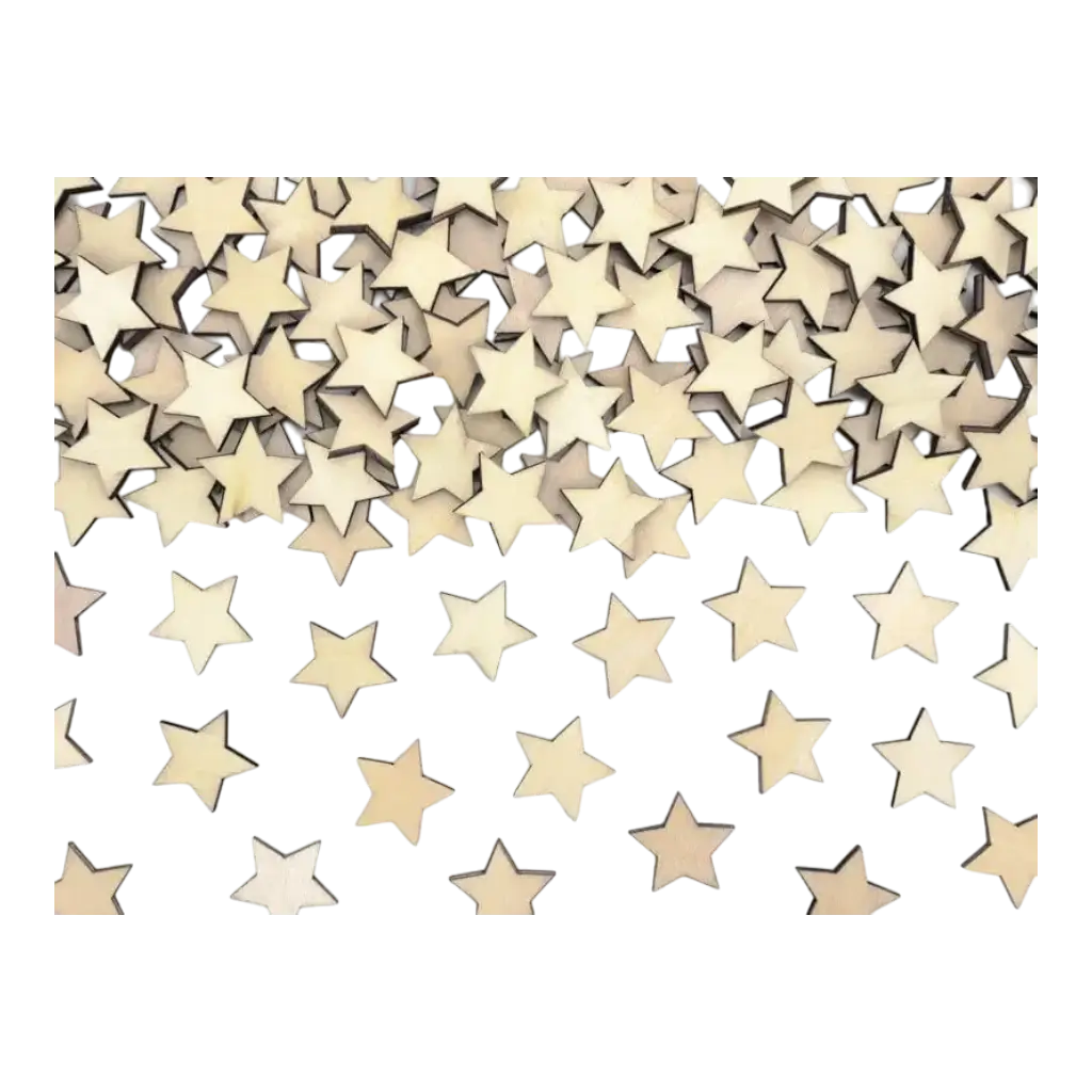 Lot de 50 Confettis étoile en bois - 2x2cm