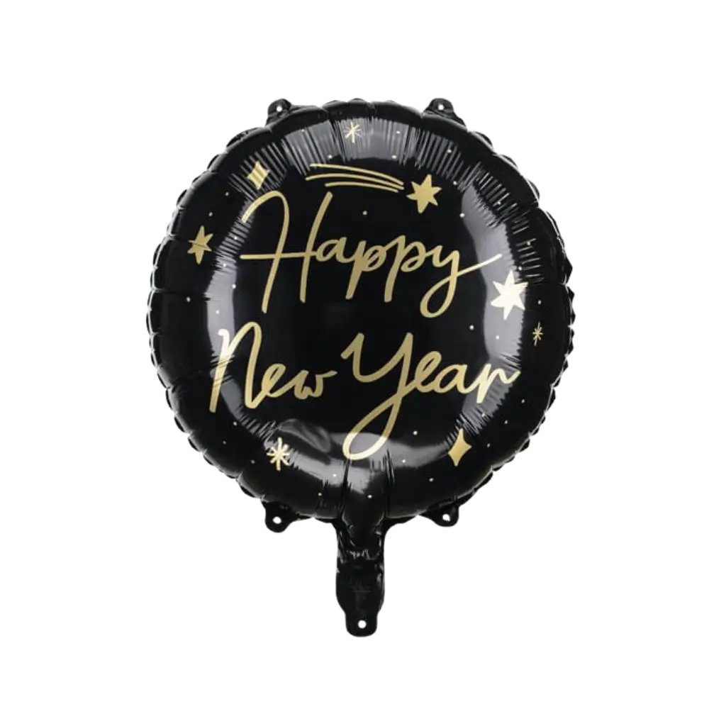 Ballon Aluminium - HAPPY NEW YEAR - Noir &amp; Or - 45cm