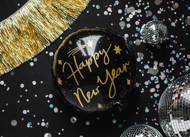 Ballon Aluminium - HAPPY NEW YEAR - Noir & Or - 45cm : Ballons Nouvel An  sur Sparklers Club