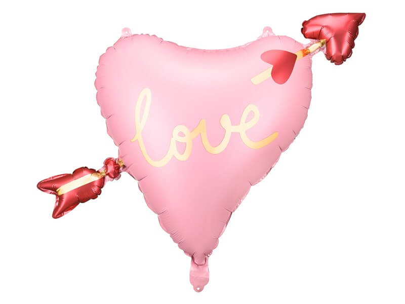 Ballon en Aluminium - Coeur Flèche Cupidon Rose - 76 x 55 cm