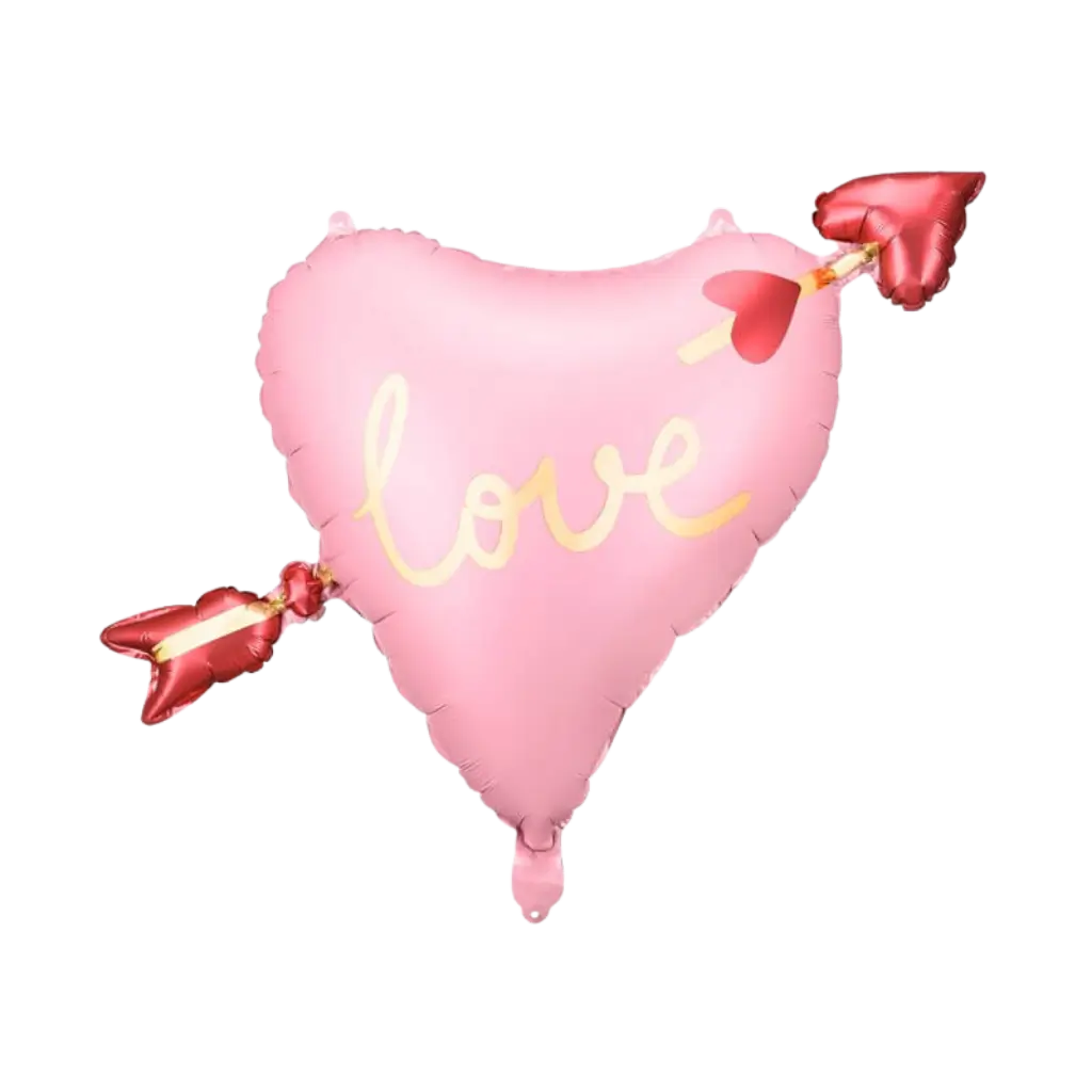 Ballon en Aluminium - Coeur Flèche Cupidon Rose - 76 x 55 cm