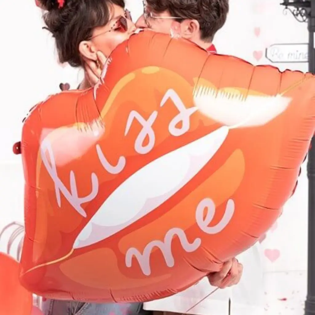 Ballon en Aluminium - Lèvres Rouges "Kiss Me" -  86.5x65 cm