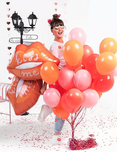 Ballon en Aluminium - Lèvres Rouges "Kiss Me" -  86.5x65 cm