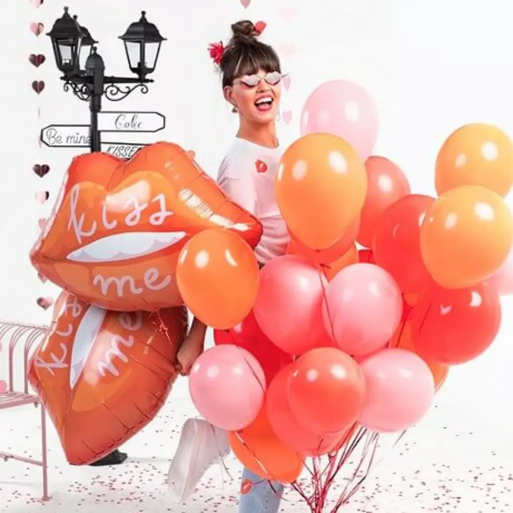 Ballon en Aluminium - Lèvres Rouges Kiss Me -  86.5x65 cm