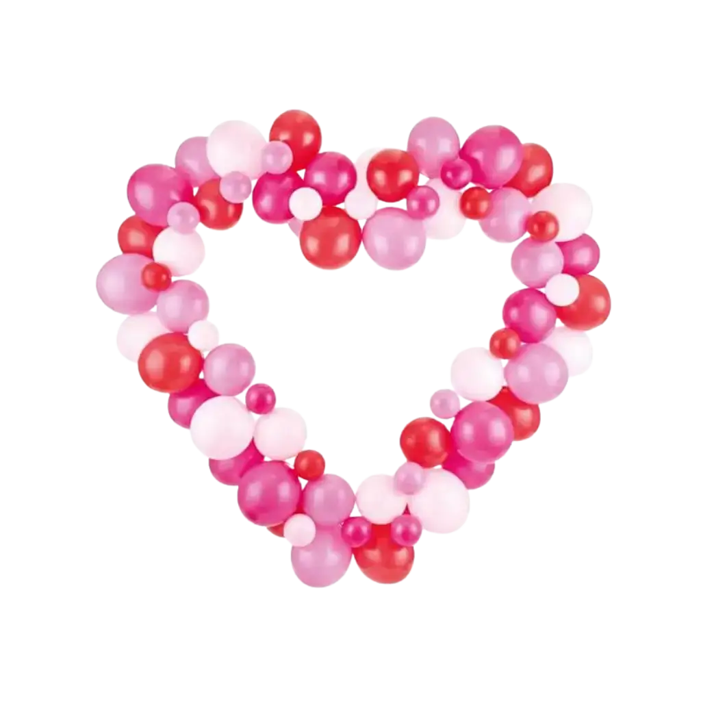 Guirlande de ballons + Support - Coeur Rose/Rouge - 160cm