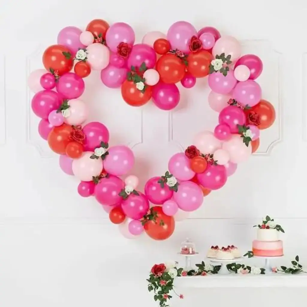 Guirlande de ballons + Support - Coeur Rose/Rouge - 160cm