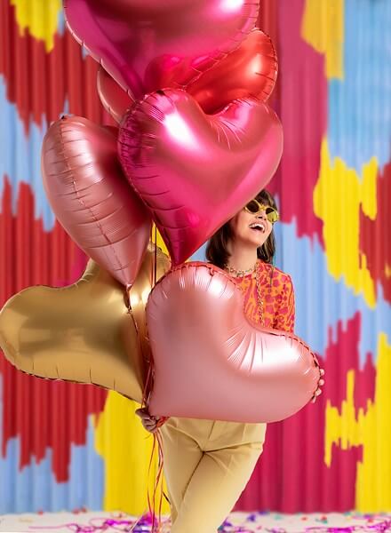 Ballon Aluminium Satiné Cœur Or Rose - 75x64,5cm