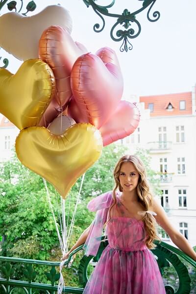 Ballon Aluminium Satiné Cœur Rose Clair - 75x64,5cm