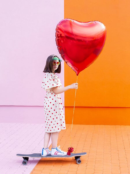 Ballon Mylar - Coeur Rouge Métallisé - 73x73cm