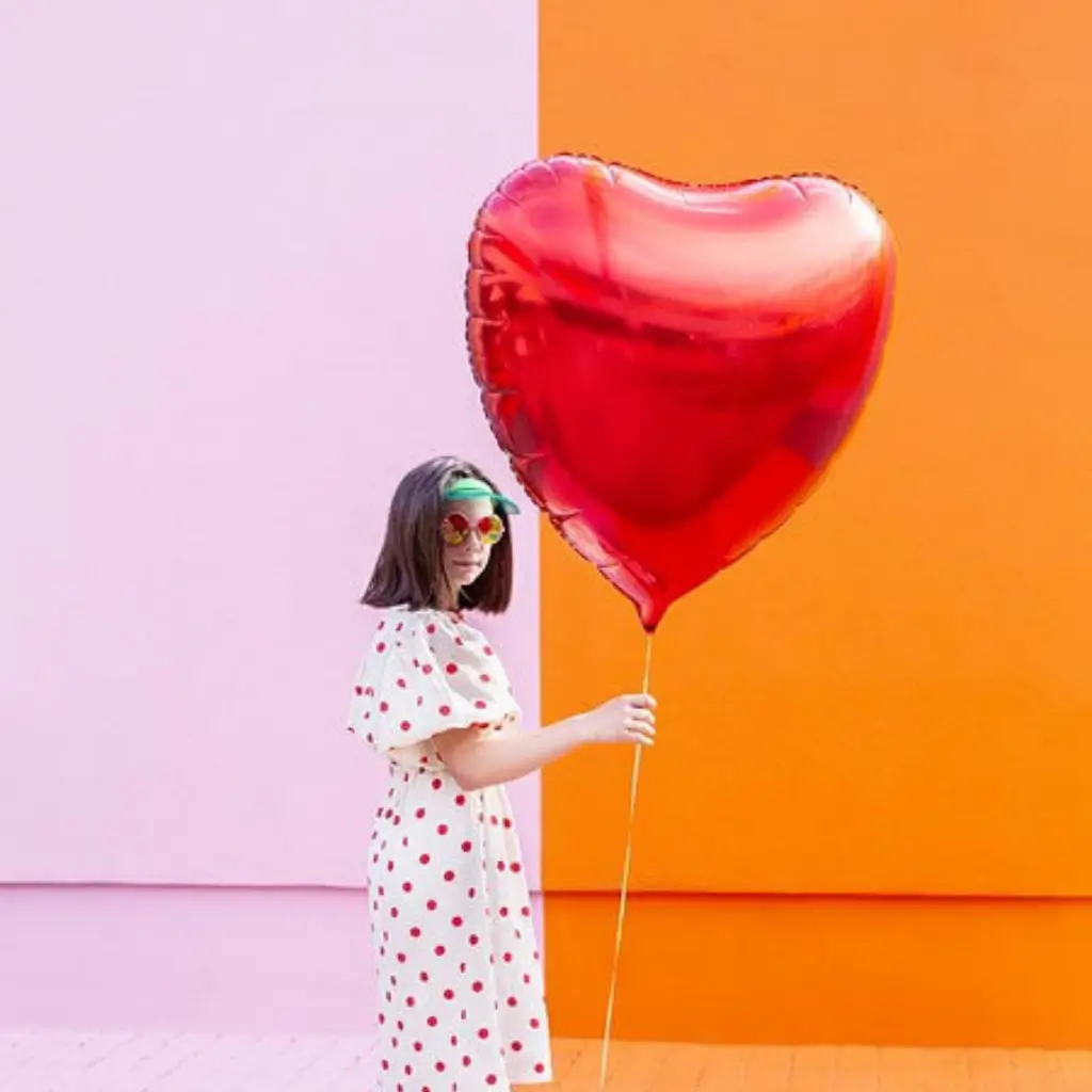 Ballon Mylar - Coeur Rouge Métallisé - 73x73cm