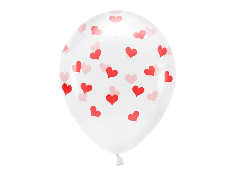 Lot 6 Ballons Transparent - Coeur Rouge - 100% BIODÉGRADABLE
