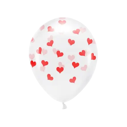 Lot 6 Ballons Transparent - Coeur Rouge - 100% BIODÉGRADABLE