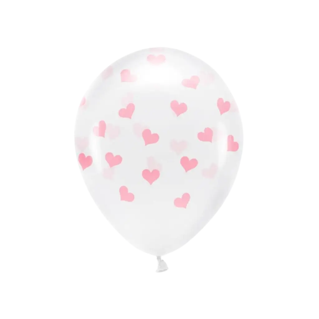 Lot 6 Ballons Transparent - Coeur Rose - 100% BIODÉGRADABLE
