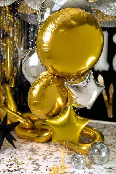 Ballon Rond Métallique effet Miroir - Argent - 80cm