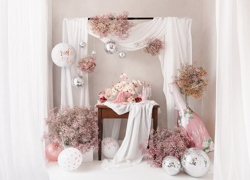 Ballon en Aluminium - Bride Blanc & Or Rose - 45cm
