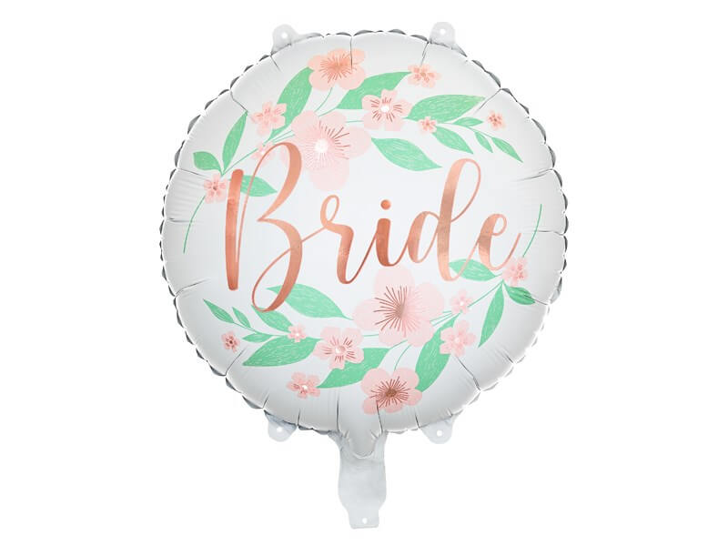 Ballon en Aluminium - Bride Blanc motif Fleurs - 45cm
