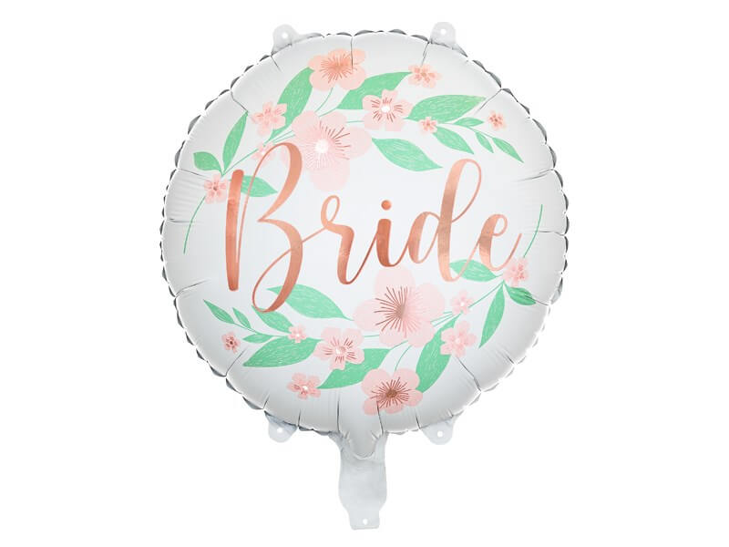 Ballon en Aluminium - Bride Blanc motif Fleurs - 45cm : Ballons