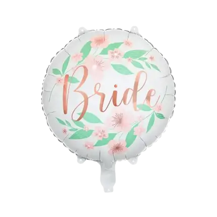 Ballon en Aluminium - Bride Blanc motif Fleurs - 45cm