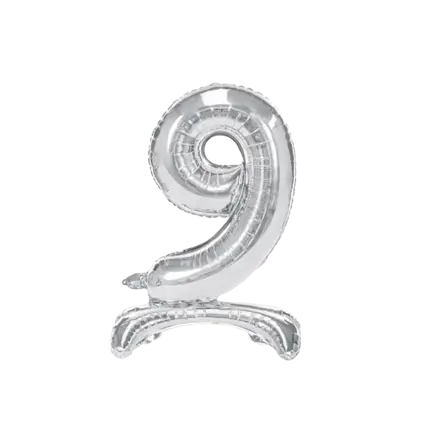 Ballon anniversaire chiffre 9 sur pieds Argent 70cm