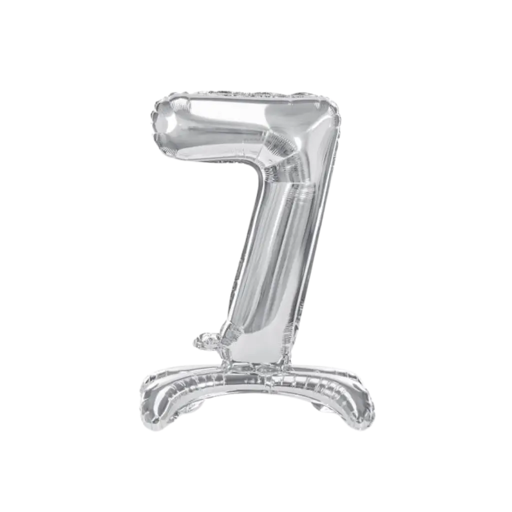 Ballon anniversaire chiffre 7 sur pieds Argent 70cm 
