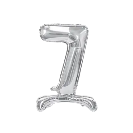 Ballon anniversaire chiffre 7 sur pieds Argent 70cm