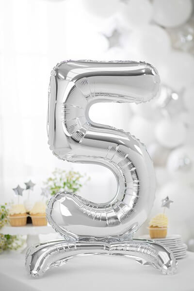 Ballon aluminium chiffre 5 Argent 90 cm