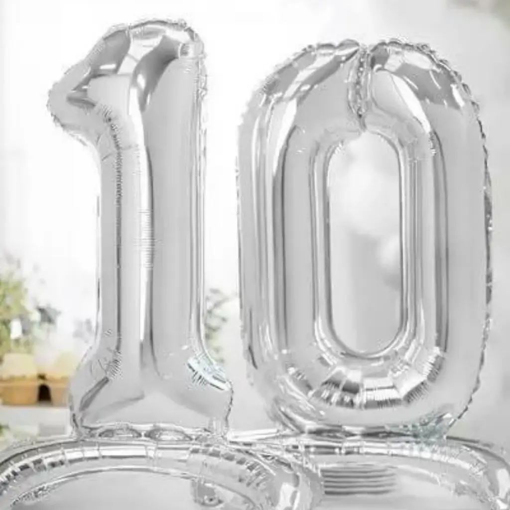 Ballon anniversaire chiffre 0 sur pieds Argent 70cm 