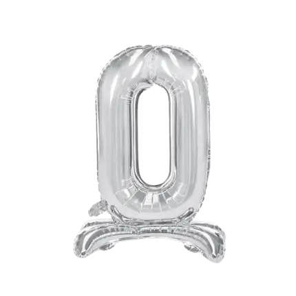 Ballon anniversaire chiffre 0 sur pieds Argent 70cm