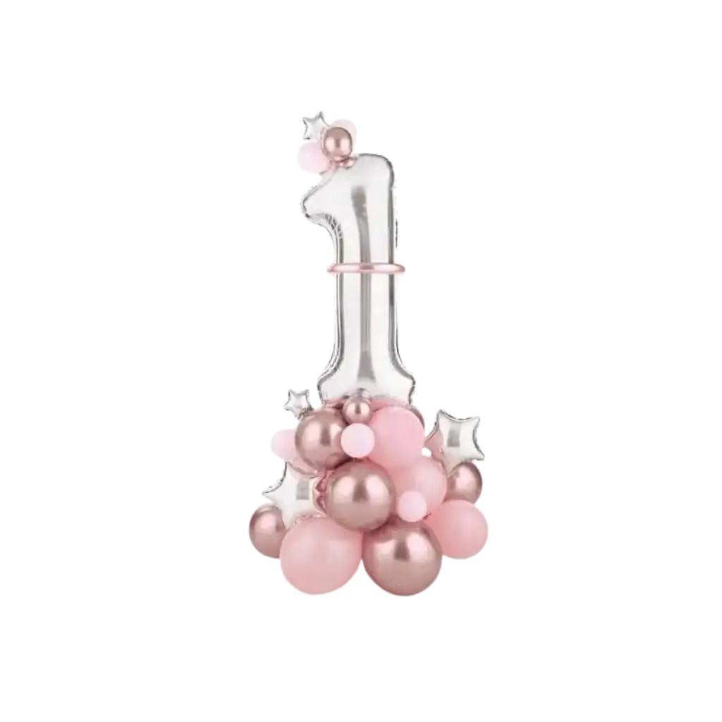 Bouquet de Ballons Géant - Chiffre 1 Rose - 90x140cm