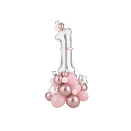 Bouquet de Ballons Géant - Chiffre 1 Rose - 90x140cm