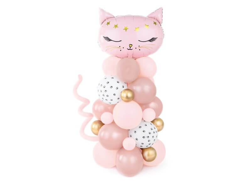 Bouquet de Ballons Géant Chat Rose - À CONSTRUIRE - 83x140cm