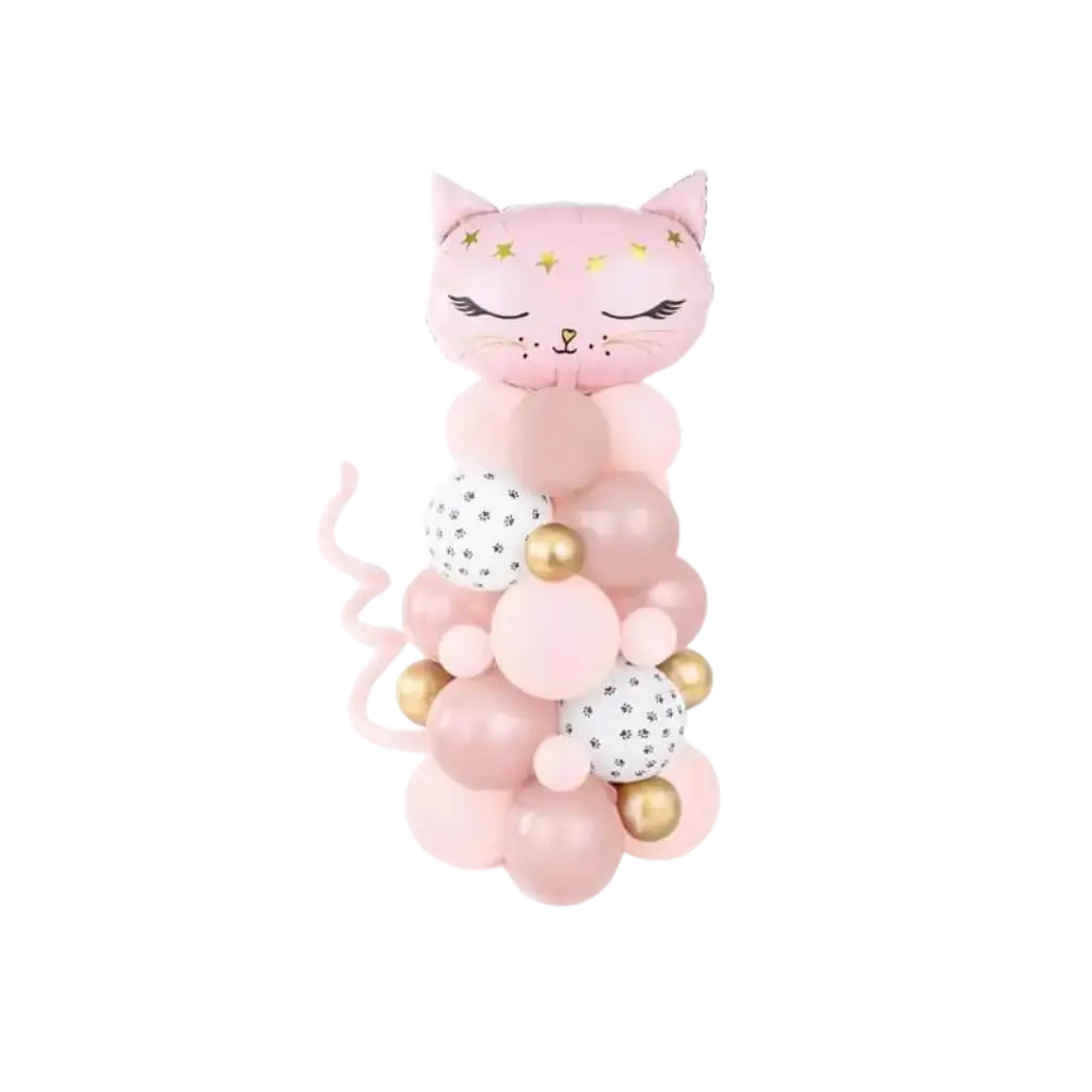 Bouquet de Ballons Géant Chat Rose - À CONSTRUIRE - 83x140cm