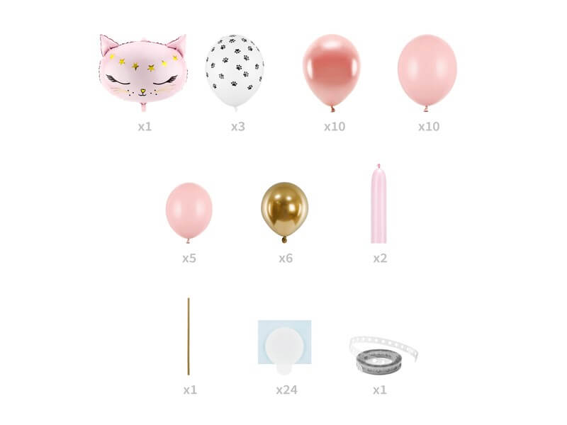 Bouquet de Ballons Géant Chat Rose - À CONSTRUIRE - 83x140cm