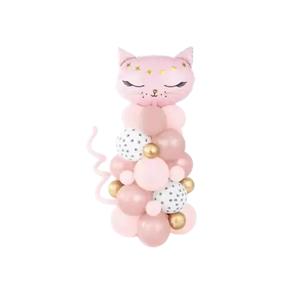 Bouquet de Ballons Géant Chat Rose - À CONSTRUIRE - 83x140cm