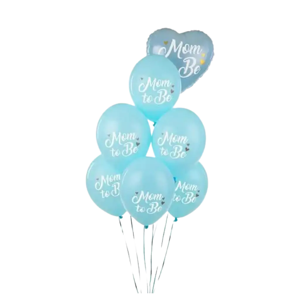 Lot de 6 Ballons"Mum To Be" Bleu - 30cm