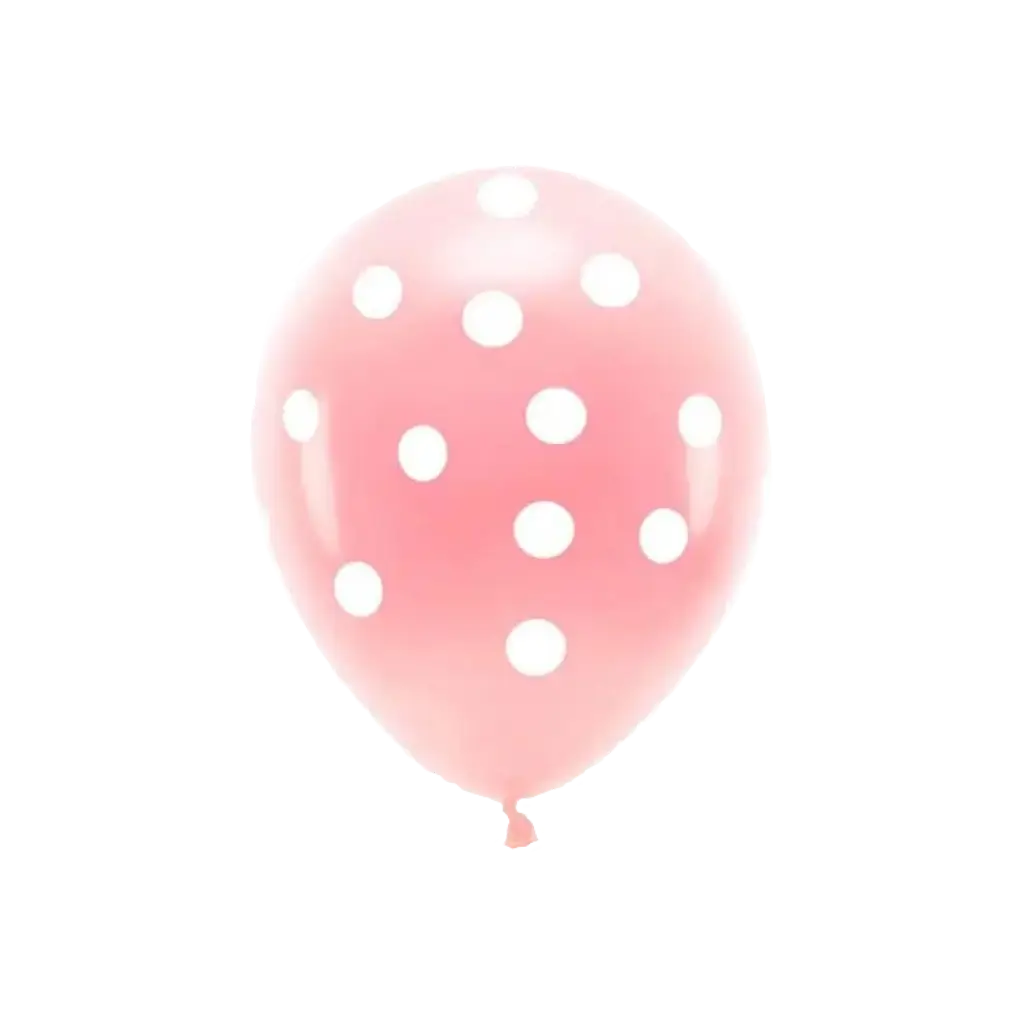 Lot 6 Ballons - Rose à Pois blanc - 100% BIODÉGRADABLE