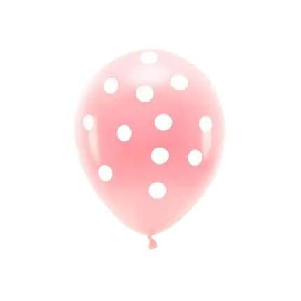 Lot 6 Ballons - Rose à Pois blanc - 100% BIODÉGRADABLE